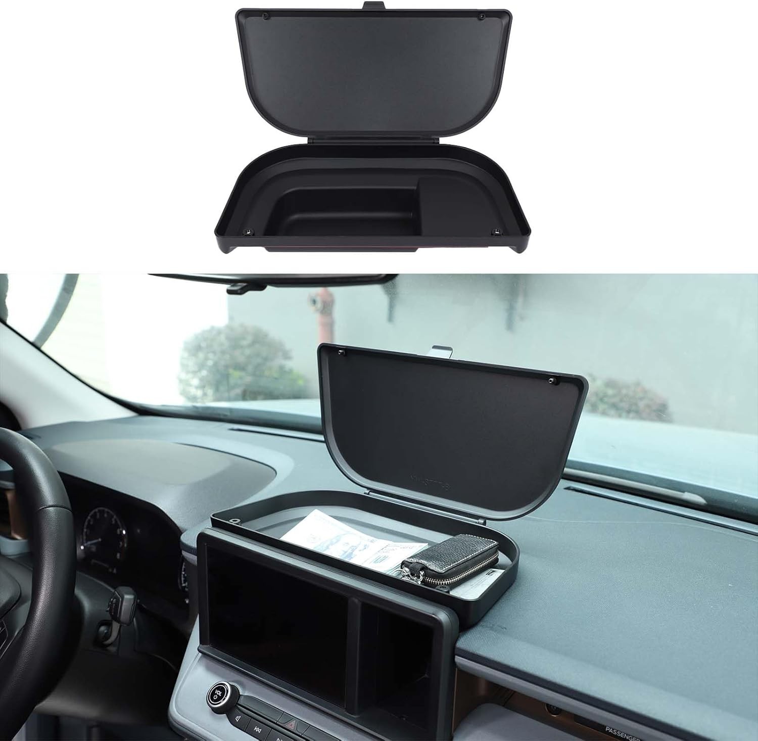 Dashboard Storage Organizer Tray with Lid for Ford Maverick 2022-2025, Behind...