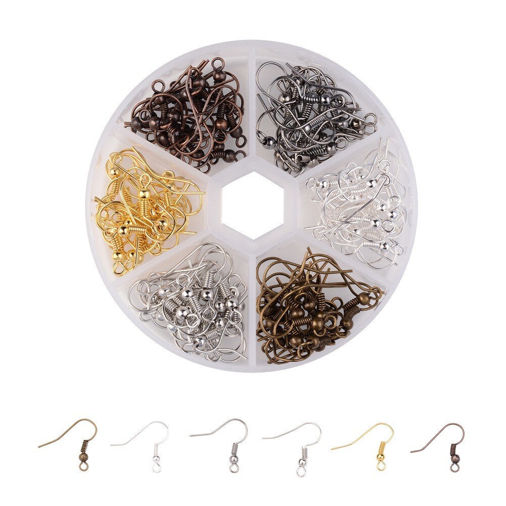 1Box  Nickel Free Iron Earring Hooks 120pcs 6 Color Mixed for Jewelry Making