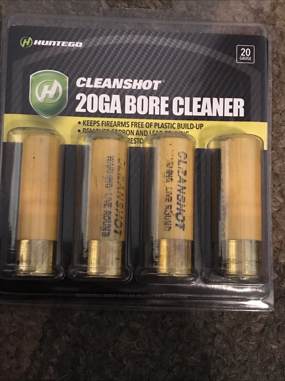 Huntego 20 Gauge CleanShot Shoot-Thru Gun Bore Cleaner ~ 4 Pack Of Shells ~ NEW