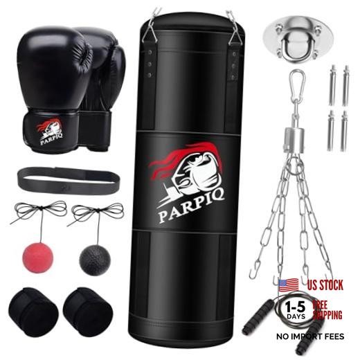 4FT Hanging Punching Bag for Adults, Unfilled Canvas Heavy Boxing Bag PU Bag