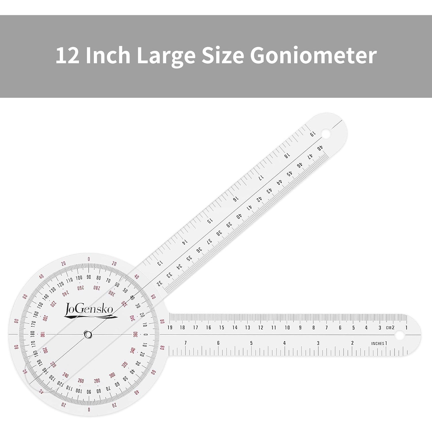 12 Inch Goniometer for Orthopaedic Use, 360 Degree Large Size Plastic Goniome...