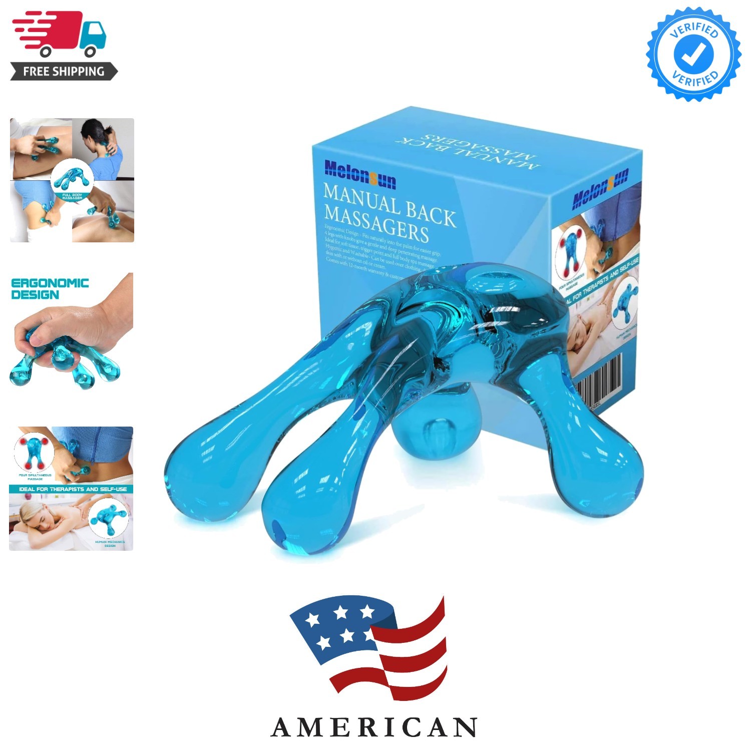 Palm Massage Tool - Easier Grip Four-Point Massage Tool, Handheld Trigger Poi...