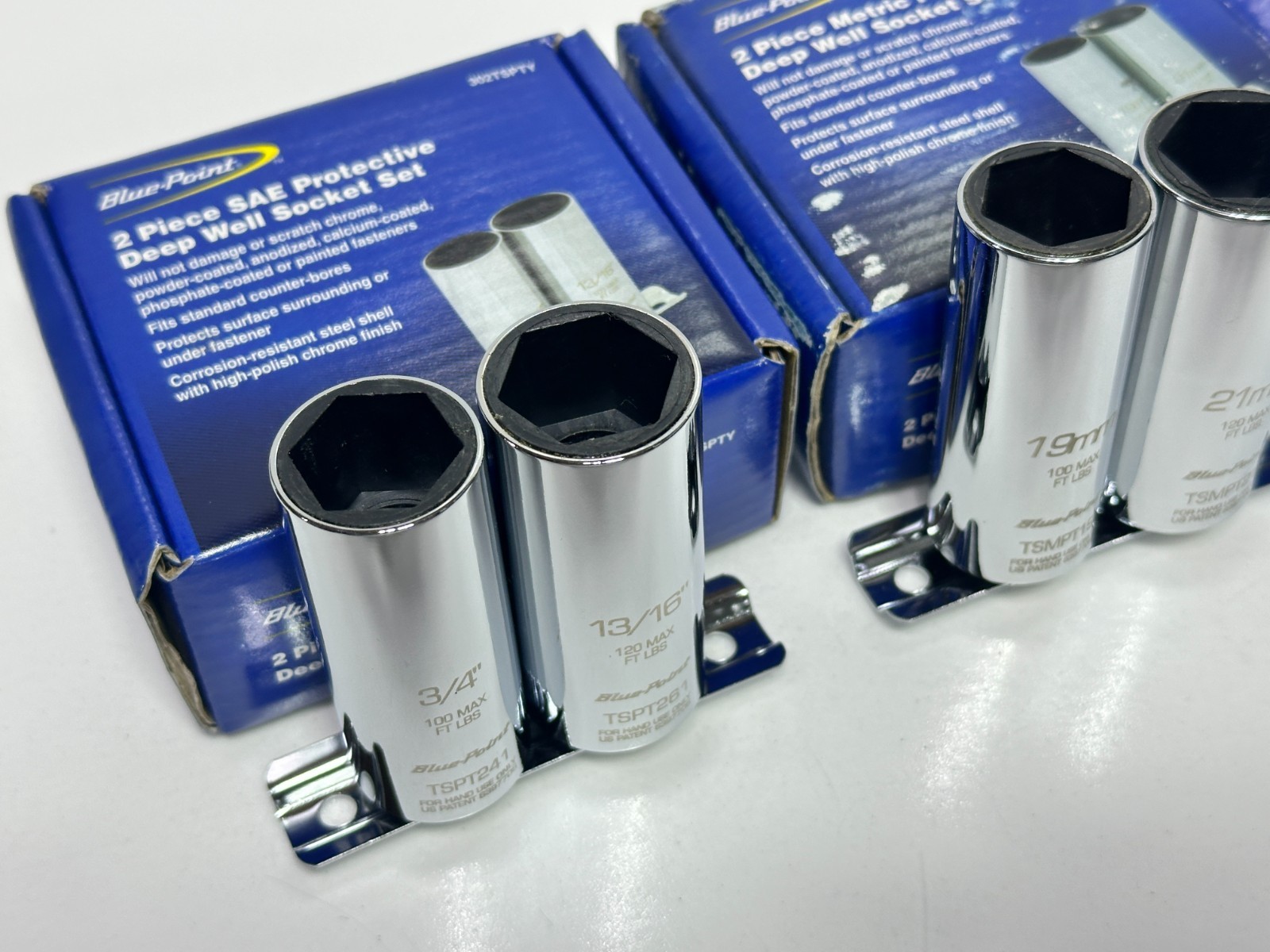 NEW Blue Point PROTECTIVE Thin Wall Metric & SAE Socket Set, 19-21mm & 3/4-13/16