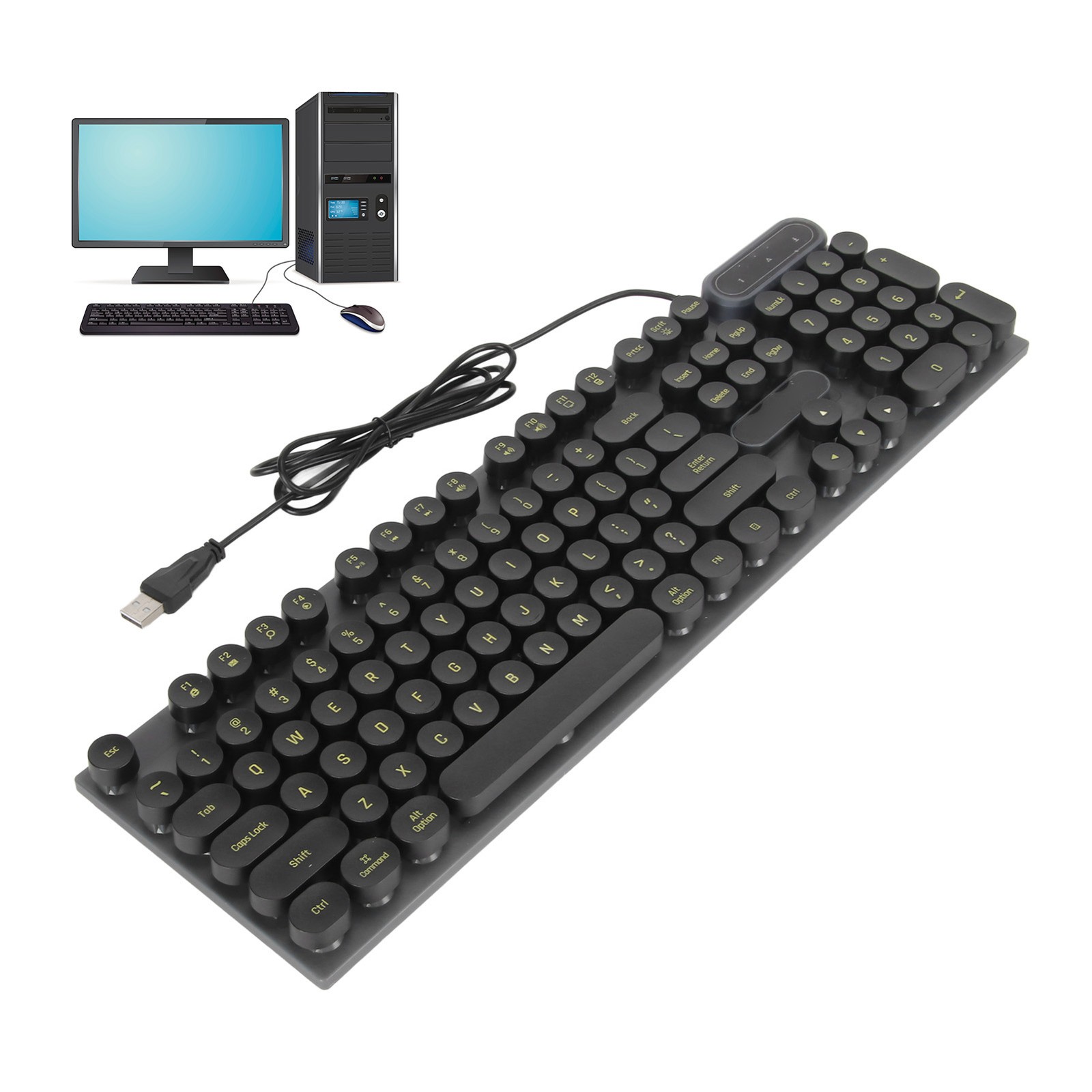 USB Gaming Keyboard 104 Keys Ergonomic Backlit For Desktop Excellent