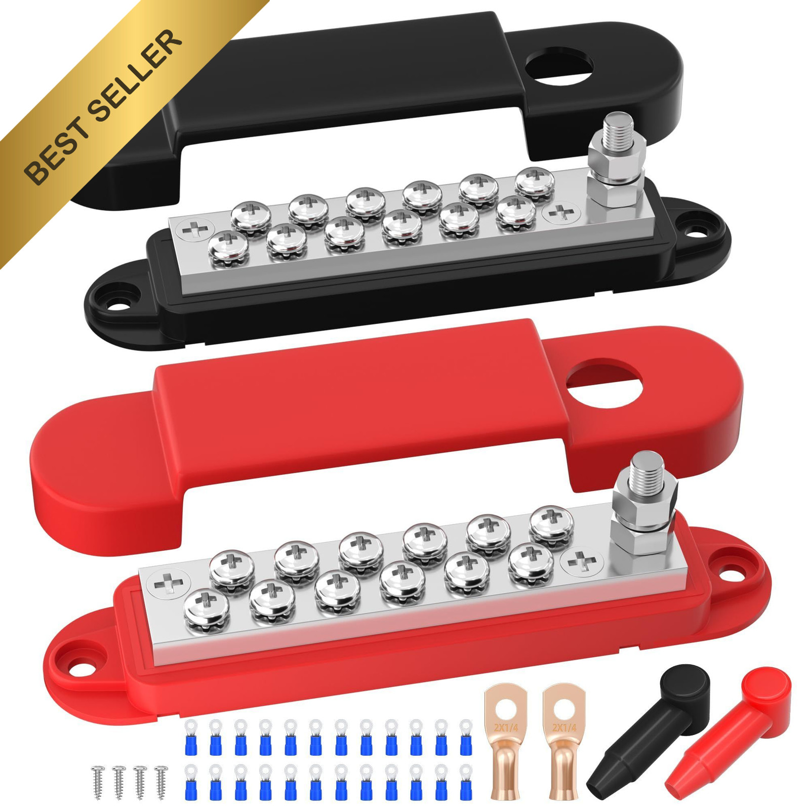 12V 150A Power Distribution Block 1/4" Stud Marine Battery Busbar Boat Solar DC
