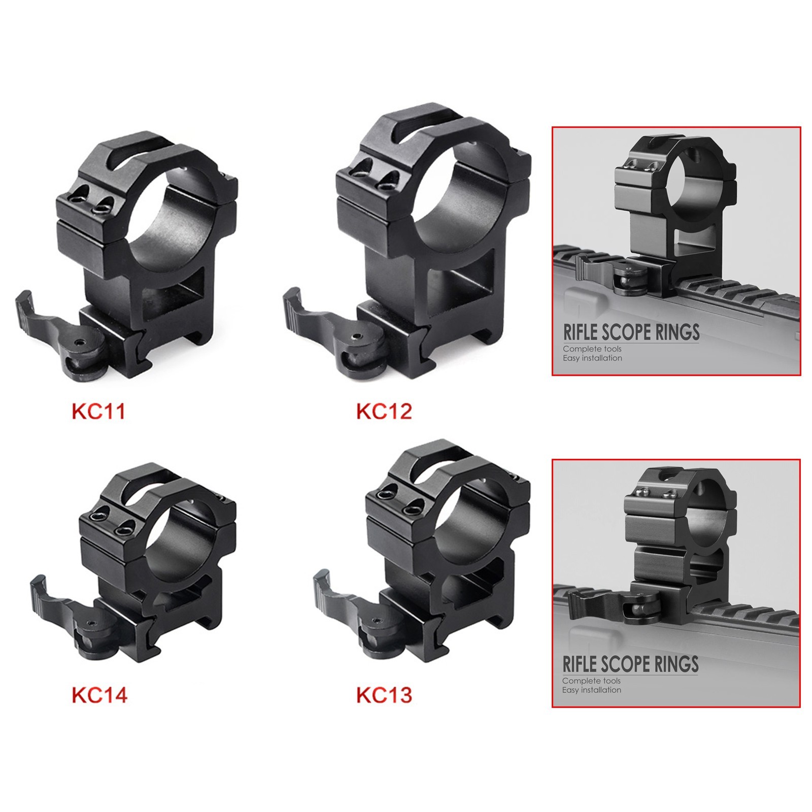1'' 30mm QR Scope Ring Adapter 20mm Picatinny Rail Laser Sight Bracket for Rifle