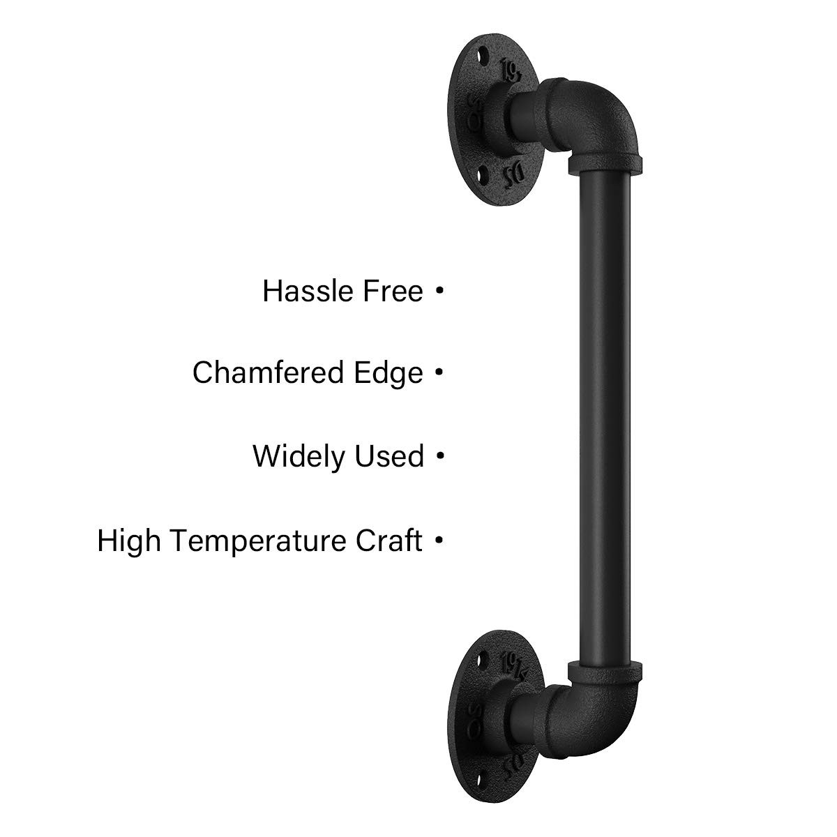 SMARTSTANDARD 11” Pipe Barn Door Handle, Black Rustic 1 Piece,