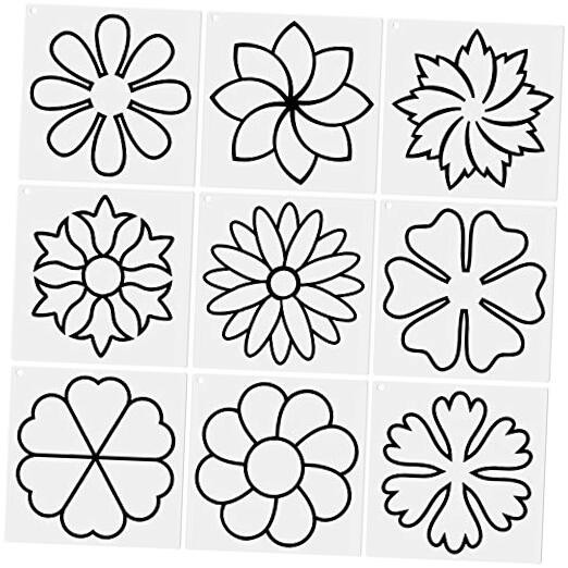 9 Pieces Flower Line Quilting Stencil Kit Sewing Flower Reusable Template