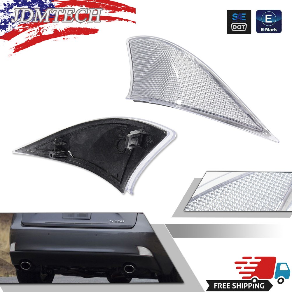 OE-Spec Clear Lens Rear Bumper Reflector Covers For 2014-20 Lexus IS IS250 IS350