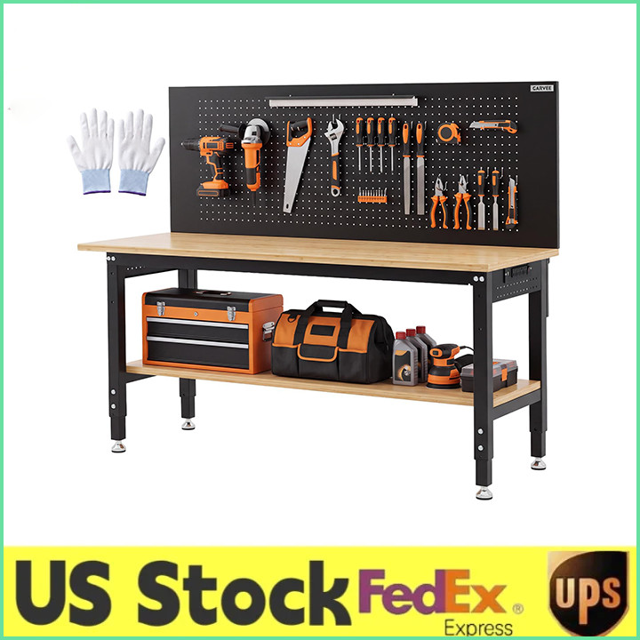 60x22 in Adjustable Height Workbench 2000 LBS Heavy-Duty Work Bench Table Garage