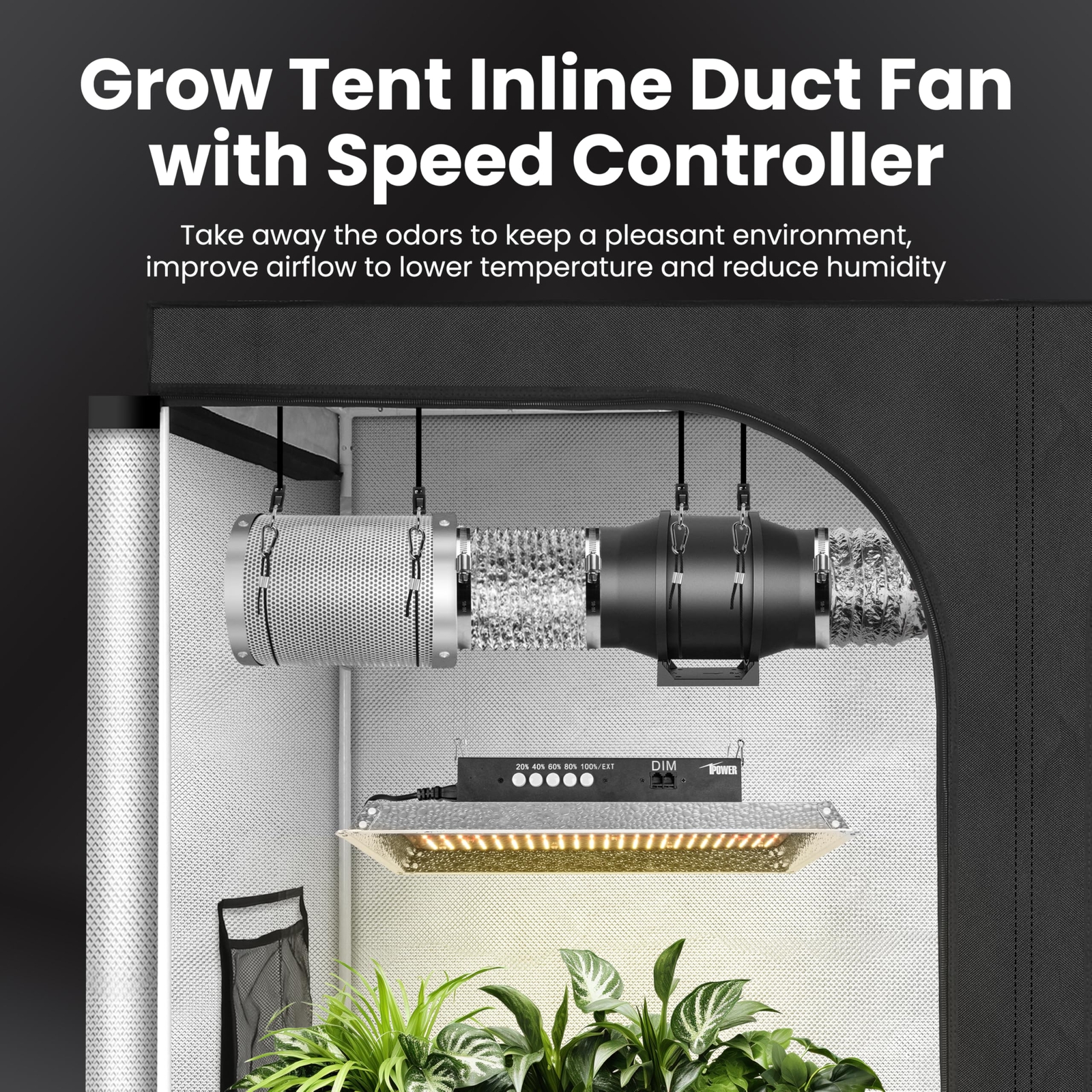 Inline Duct Fan HVAC Exhaust Blower Air Circulation w/Variable Speed Controller