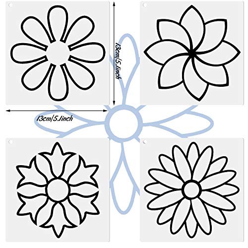 9 Pieces Flower Line Quilting Stencil Kit Sewing Flower Reusable Template