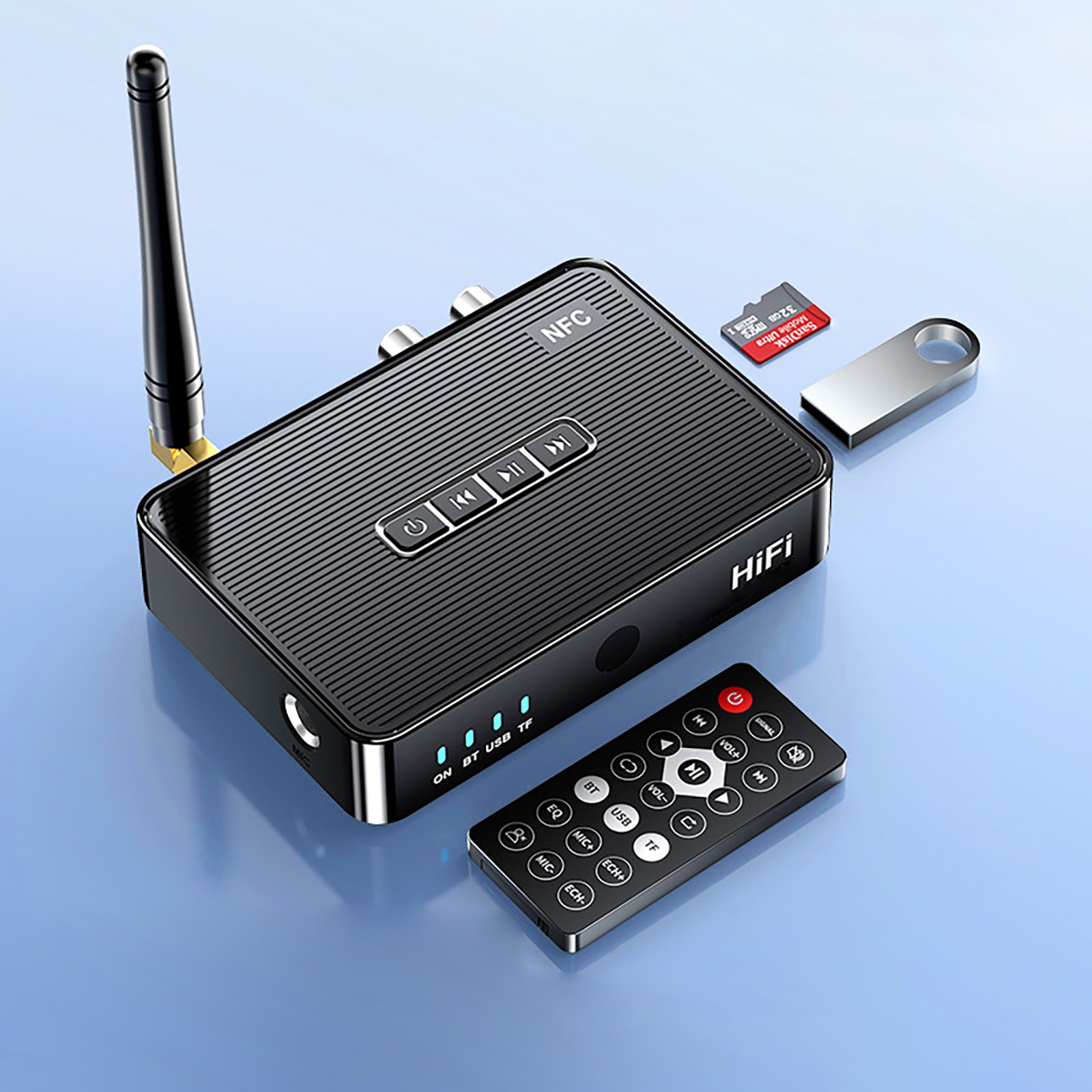 Bluetooth5.1 Digital Receiver Wireless NFC to RCA Stereo Audio Amplifier Adapter