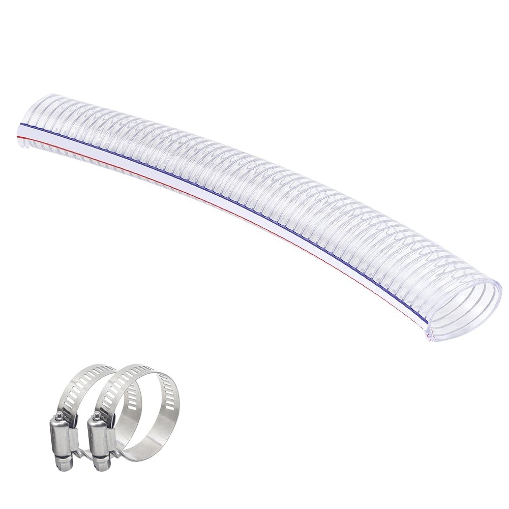 QuQuyi 1-1/4 Inch ID x 1-1/2 Inch OD Heavy-Duty Steel Wire Suction PVC Flexib...