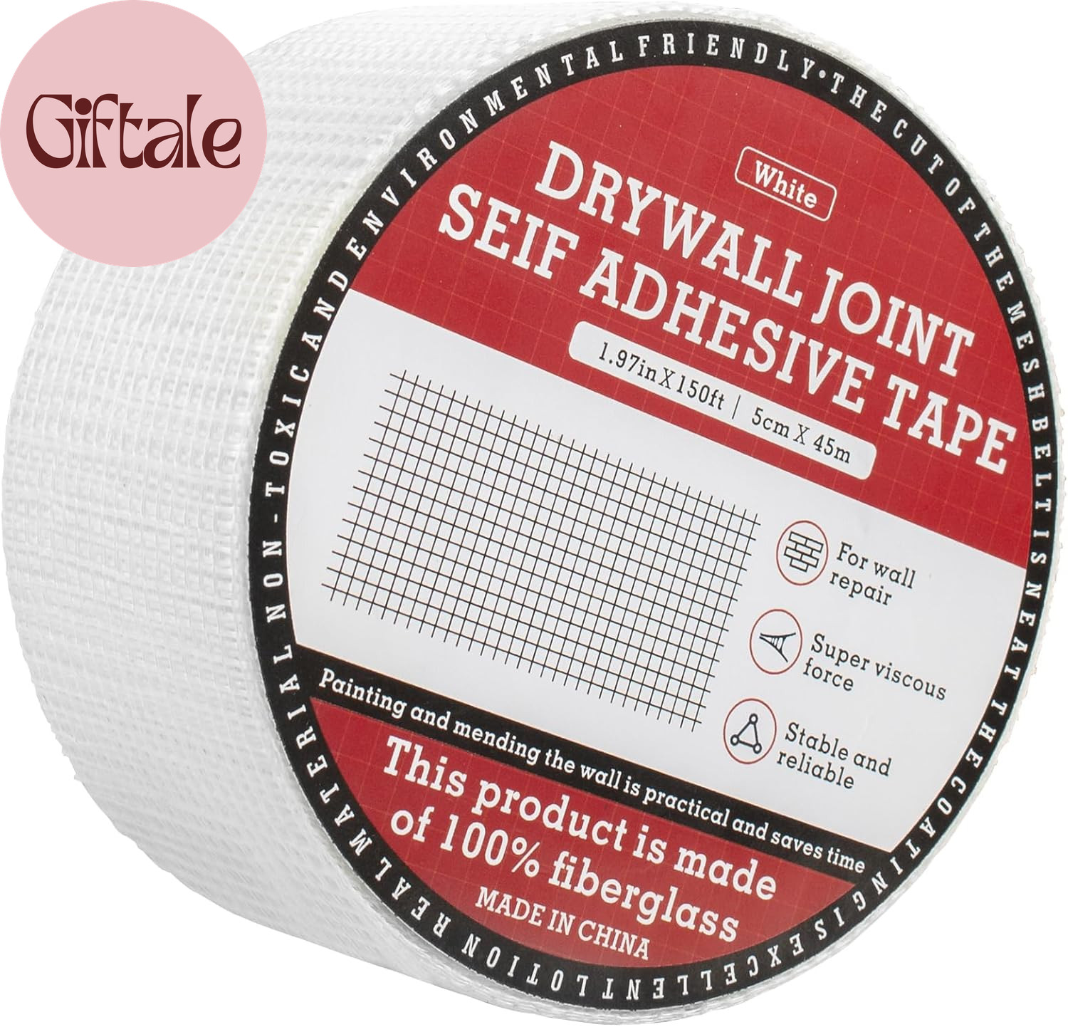 Drywall Joint Tape, Fiberglass Mesh Tape for Drywall Repair,1.97“×150 Ft Self-Ad