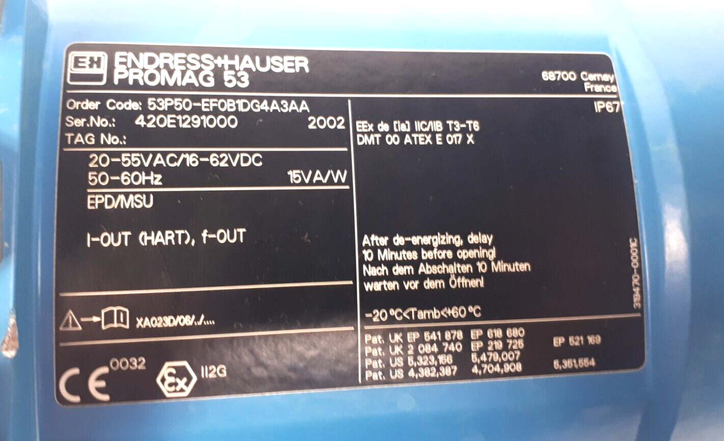Endress+Hauser Promag 53 53P50-EF0B1DG4A3AA induktives Durchfluss-Messsystem