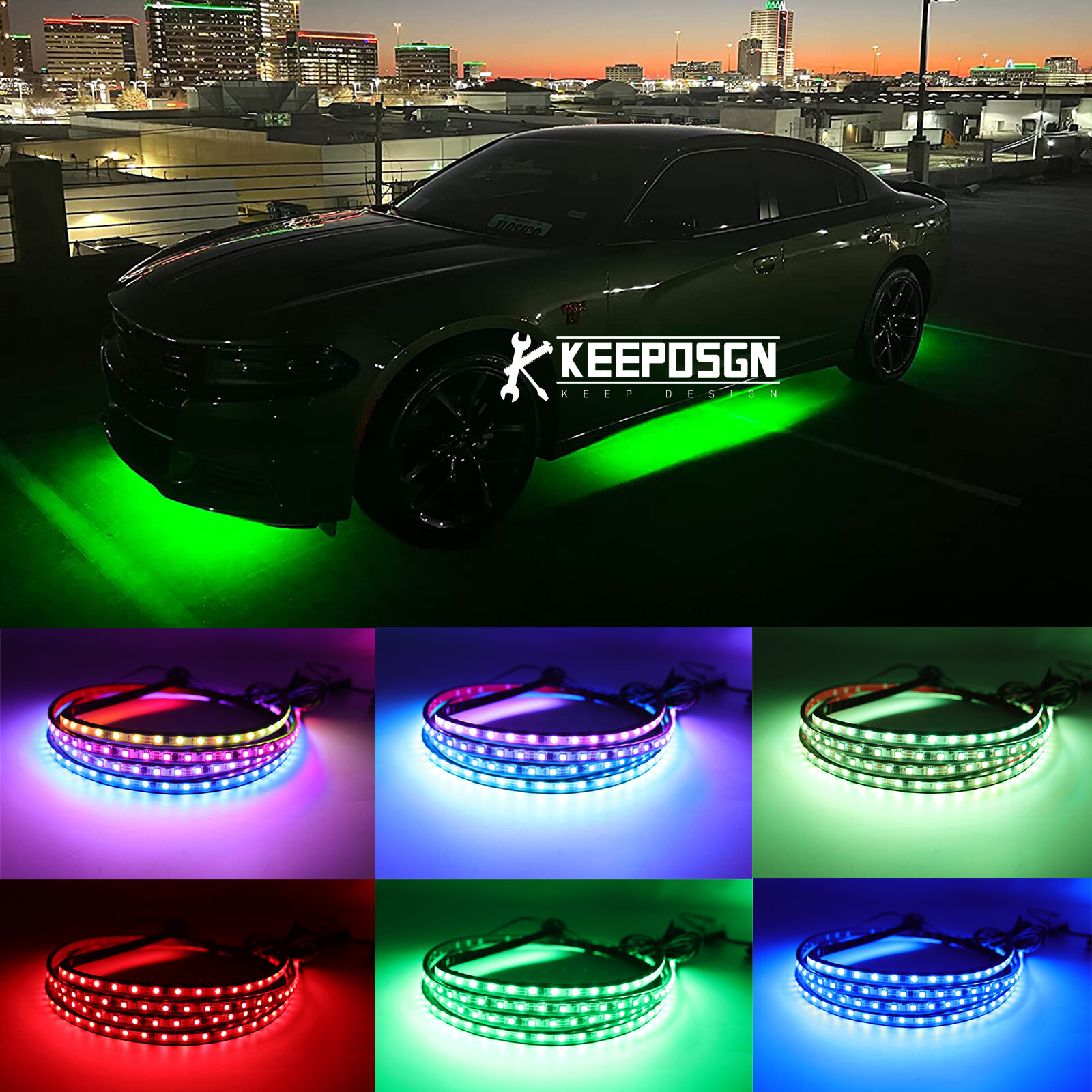 For Dodge Charger SRT RT 6 PCS RGB LED Underglow Lighting Kit Neon Strip Lights