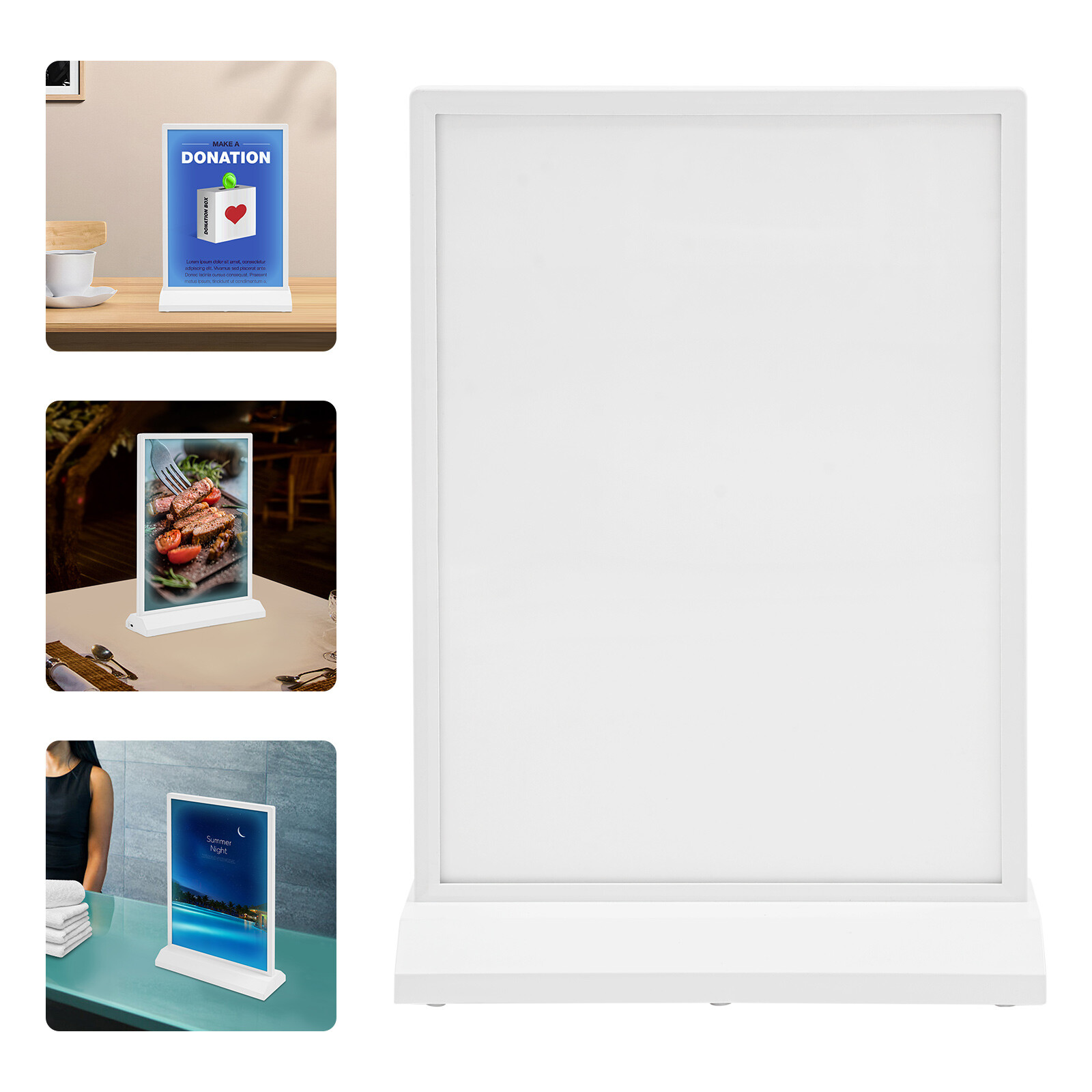 Tabletop LED Sign Holder, Desktop Advertising Holder, Light Up Menu Holder