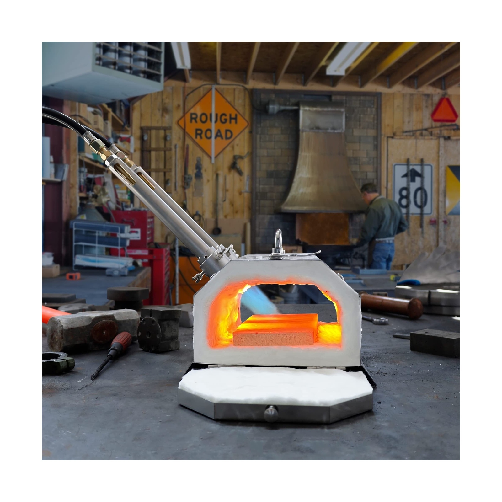 ATkrou Gas Propane Forge 2600°F,Double Door,Large Capacity,Portable Equipme