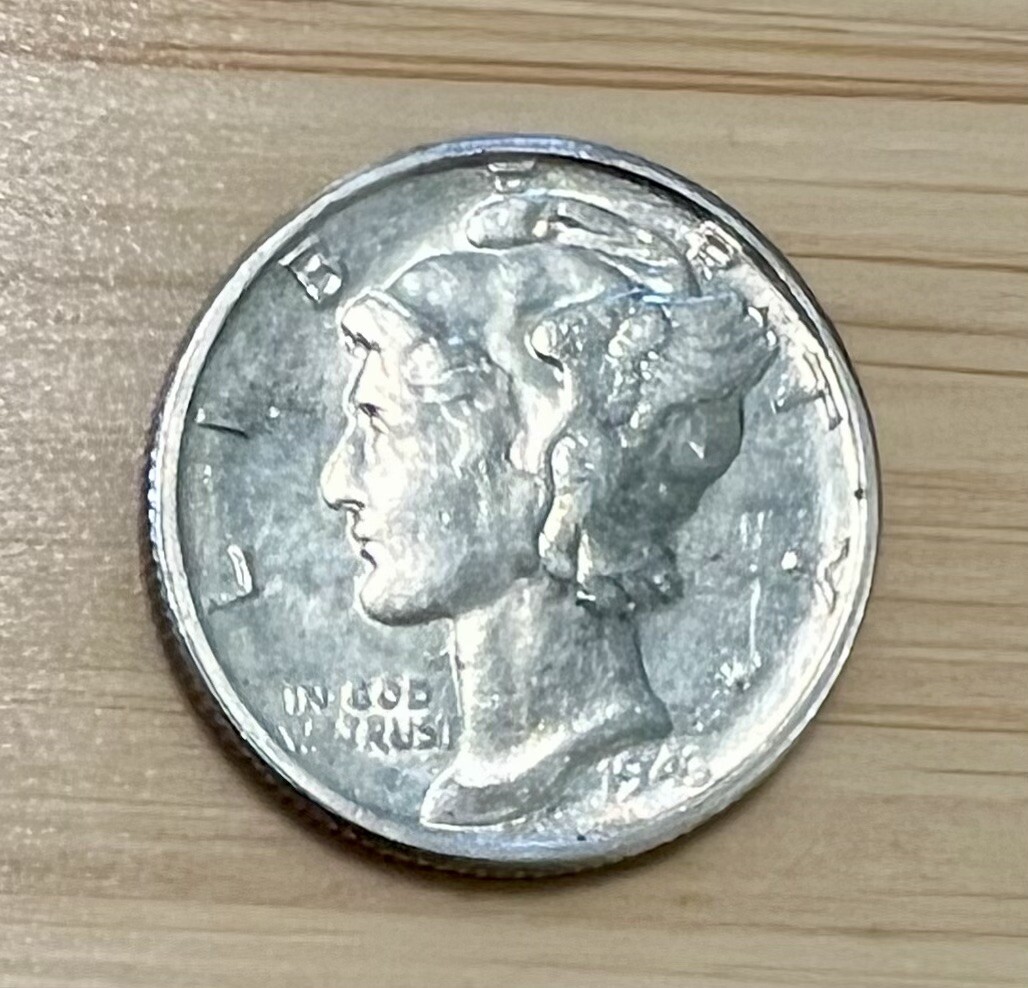 1943-P Mercury Dime 10c SILVER - About Uncirculated (AU)