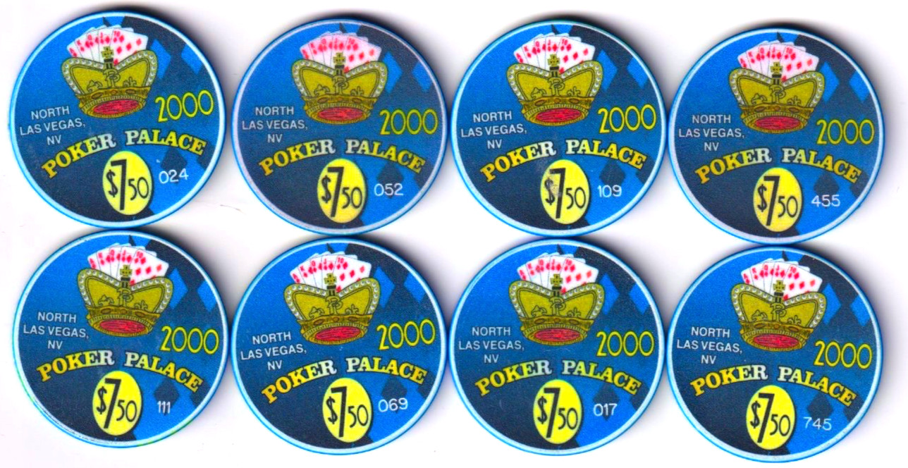 Poker Palace 8 Casino Chips $7.50 "Blackjack for the new Millennium" Las Vegas