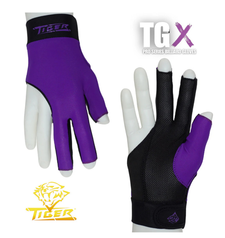 Tiger TGX Pro Series Billiard Glove - Left Hand Small- Purple