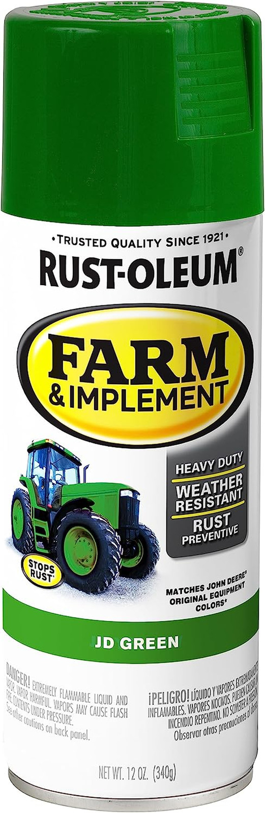 280124 Farm & Implement Spray Paint, 12 Oz, JD Green