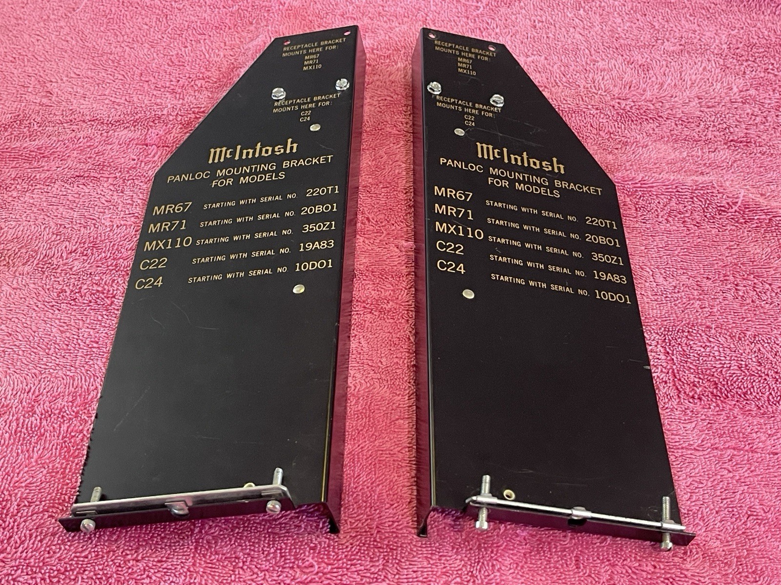 McIntosh PANLOC MOUNTING BRACKETS MODELS: C22, C24, MX110, MR71, MR67