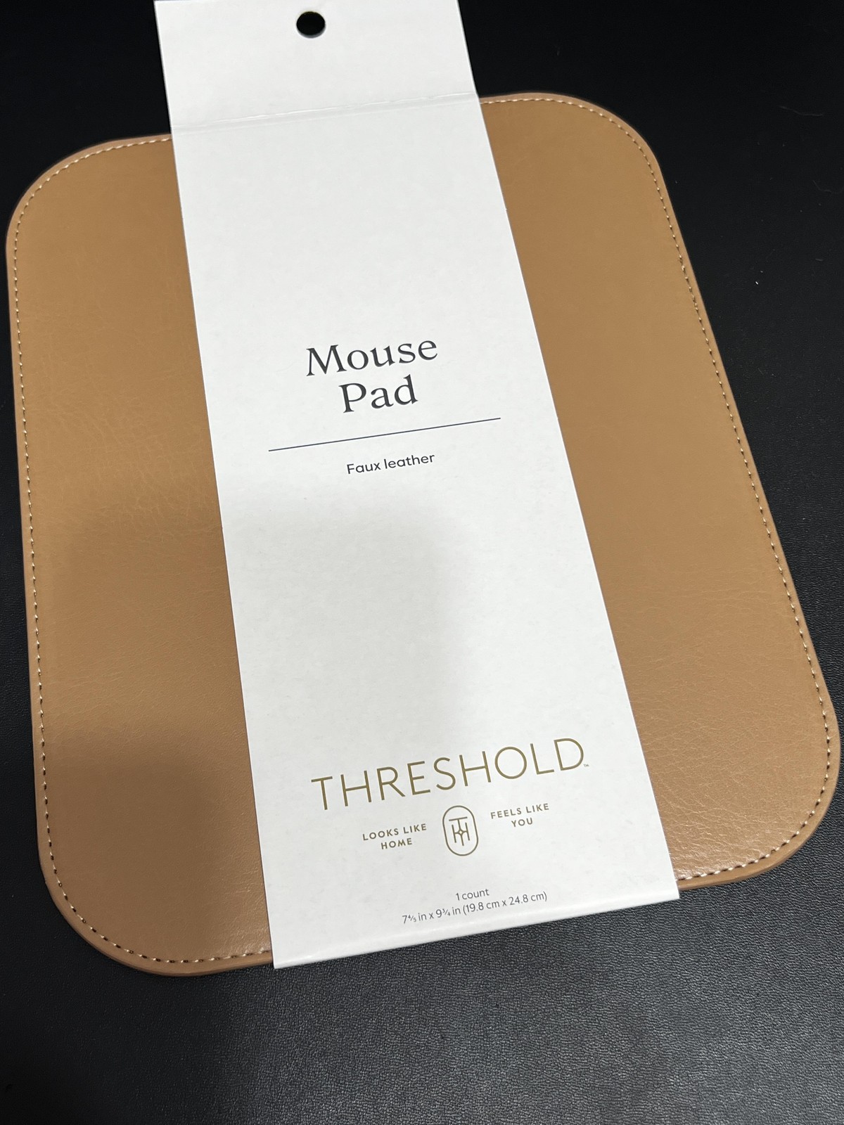 Threshold Mouse Pad Faux Leather Tan Desk Accessory Home Office 7.75x9.75 New