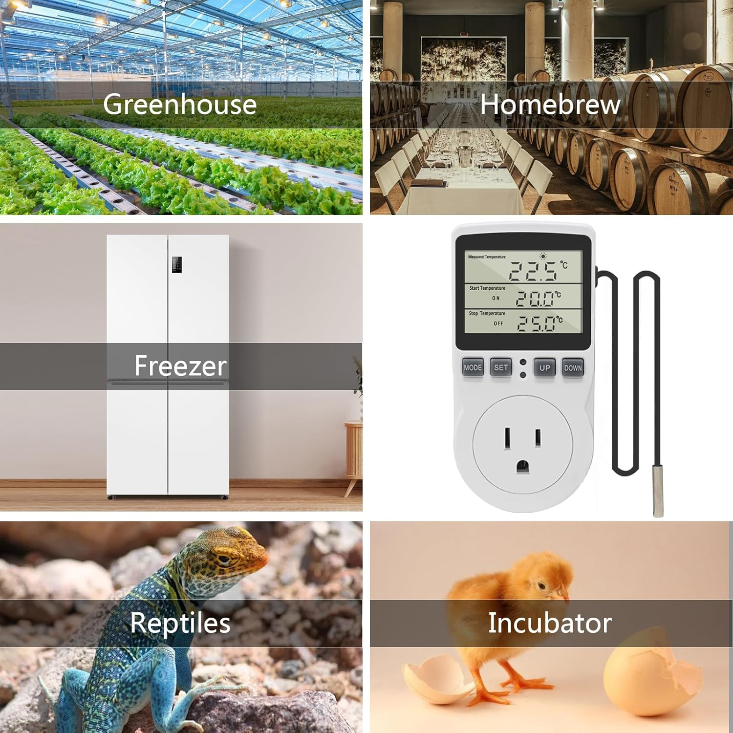 KETOTEK Digital Thermostat Outlet Plug Temperature Controller Outlet Socket 120V