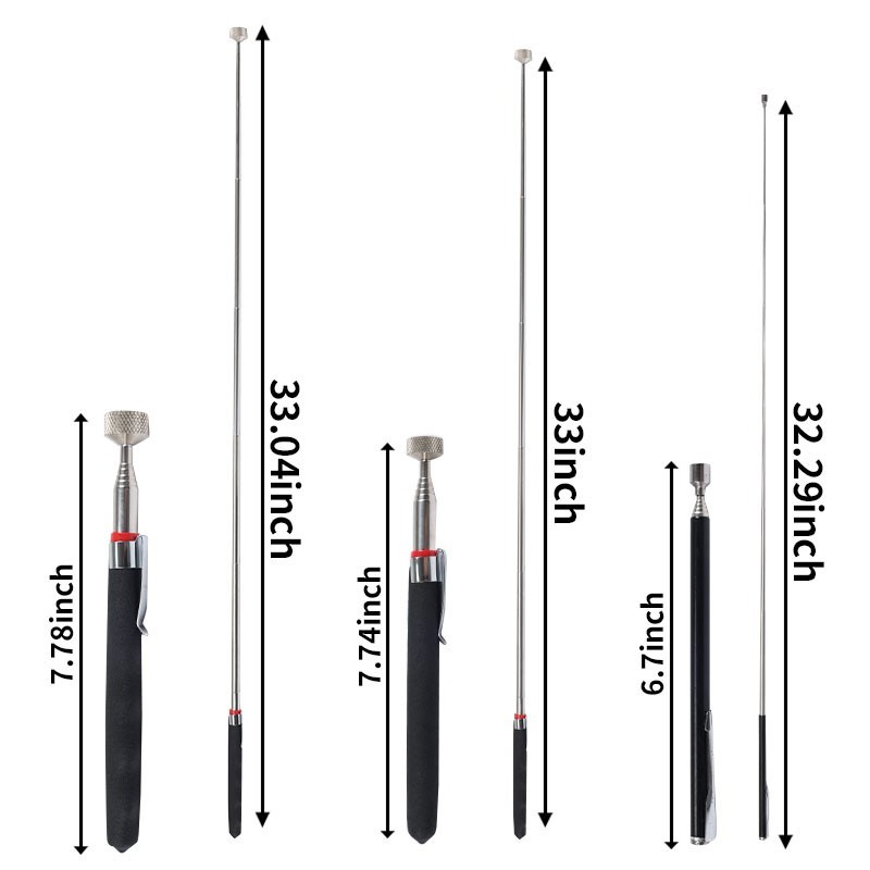 7pcs Telescoping Magnet Pickup Tool Stick Include 8 lb LED Light Grabber Extend