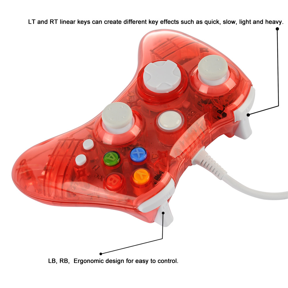 Wired Wireless Xbox 360 Glow Controller GamePad Remote for PC Xbox 360 Console
