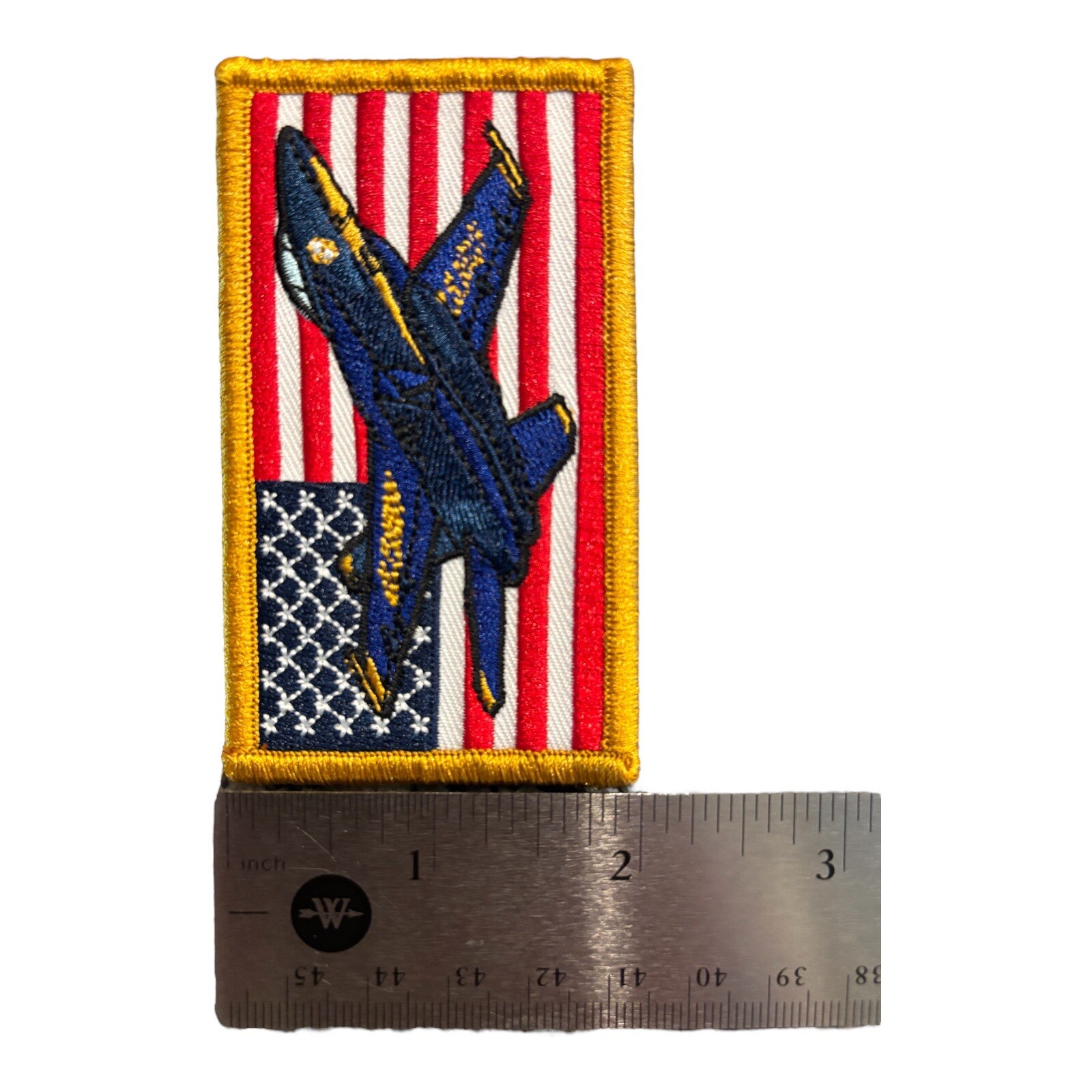 U.S. Navy Blue Angels Patch 3.5x2” Hook & Loop Backing American Flag Jet Design