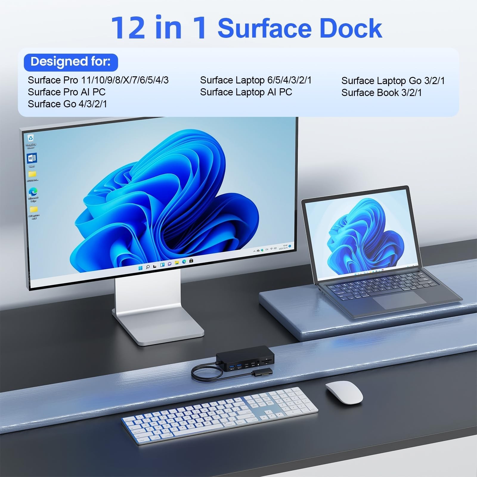 2026 New Surface Dock, 12-in-1 Surface Docking Station Triple Displ... Fast Ship