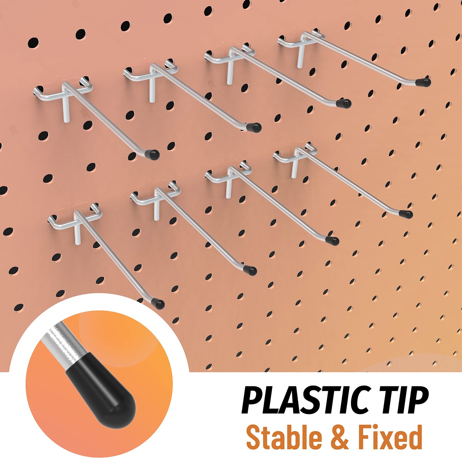 50 Pack 2 Inch Silver Pegboard Hooks with Rubber Tips