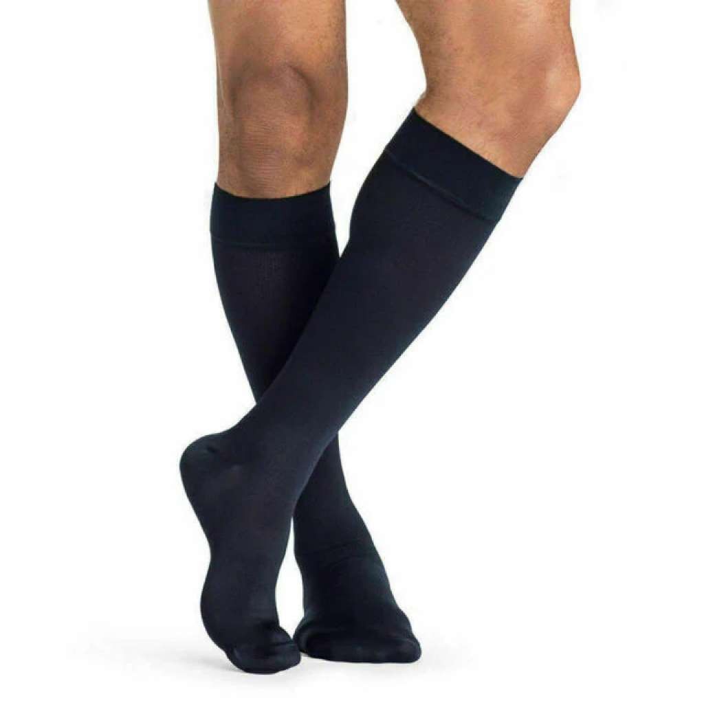 JOBST ACTIVA Men's Dress Socks 15-20 mmHg Knee High Closed Toe, Black, Medium