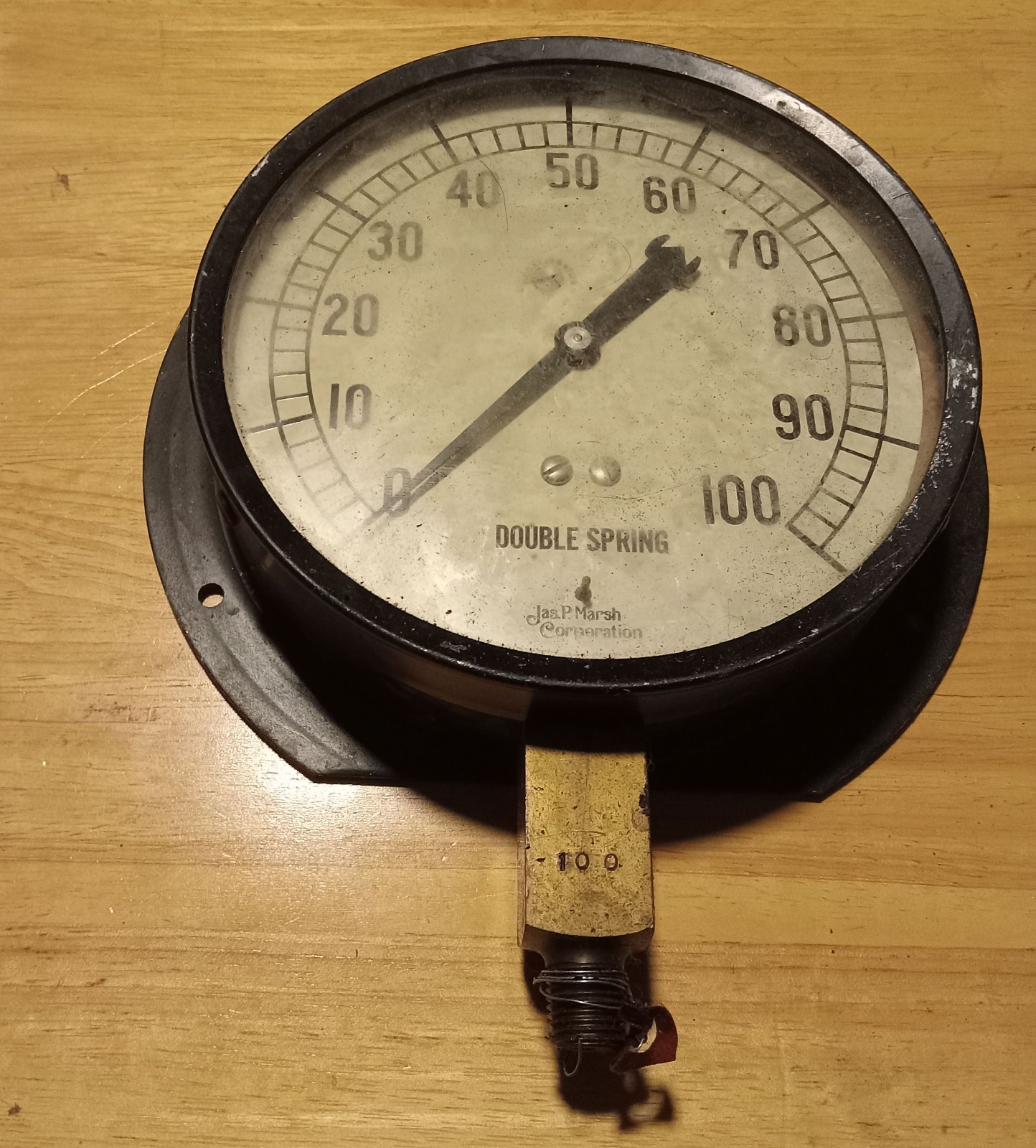 Vintage Jas P. Marsh Co Double Spring Pressure Gauge 6 In. 0-100