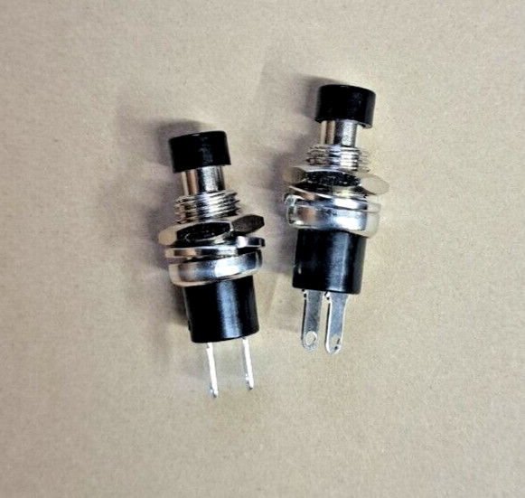 (2) - SPST Micro Momentary Push Button Switch - Normally Open - Black