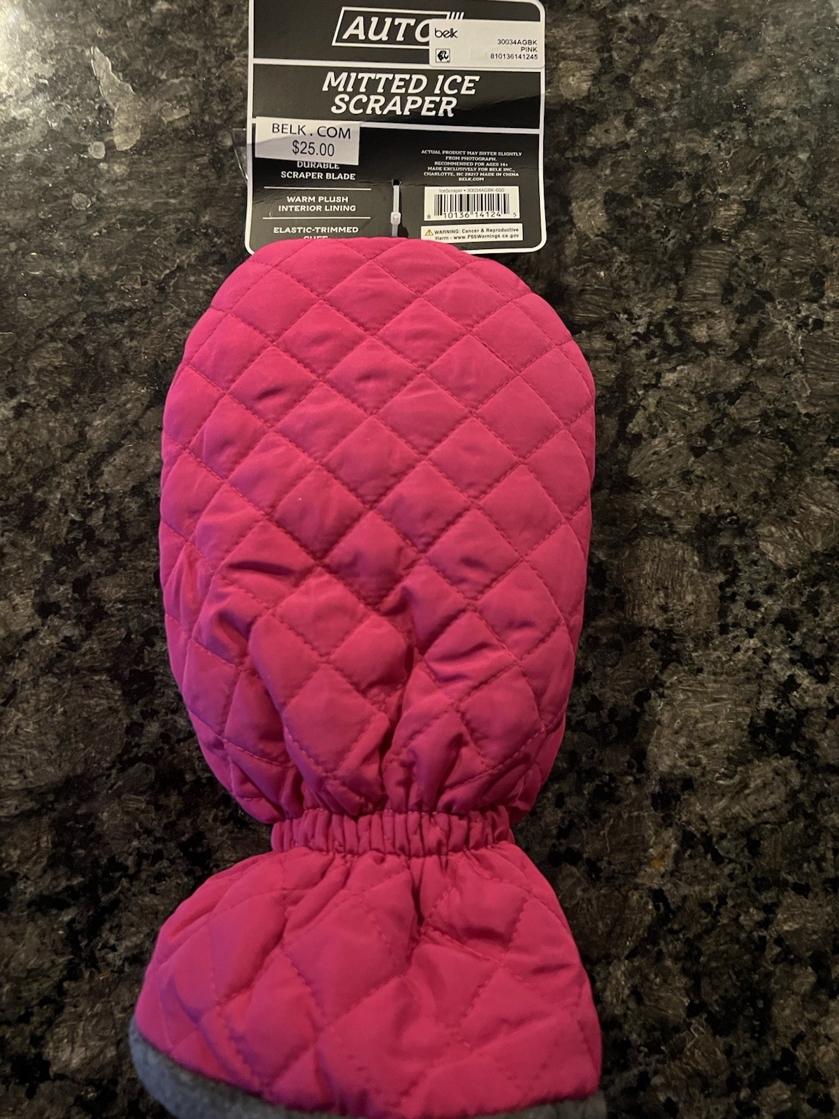 New With Tags Auto Admitted Ice Scraper With Pink Exterior And Gray Interior
