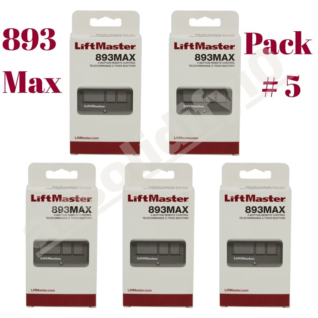 893MAX 3 Button LiftMaster Visor Remote Control Garage Door Opener (PACK of 5)