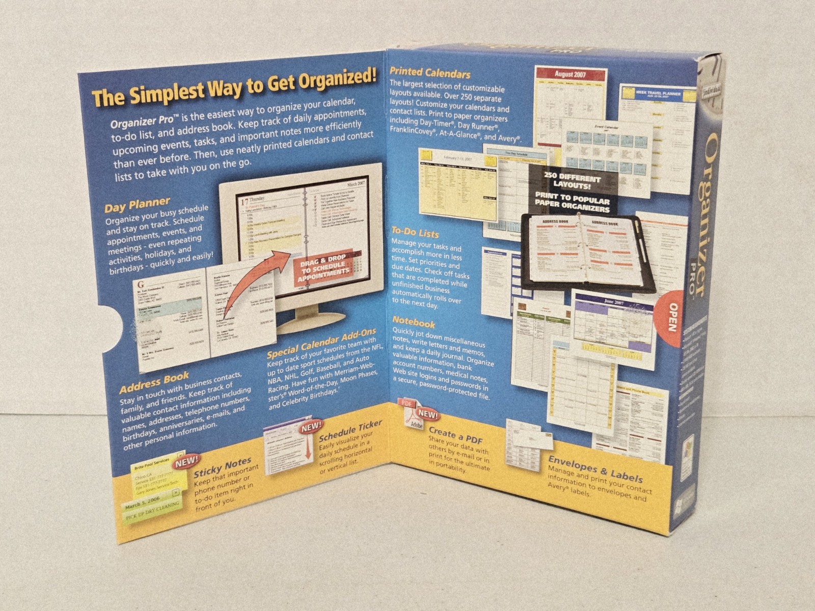 Organizer Pro Vintage Pc Plus Schedule And Sticky Notes - Open Box