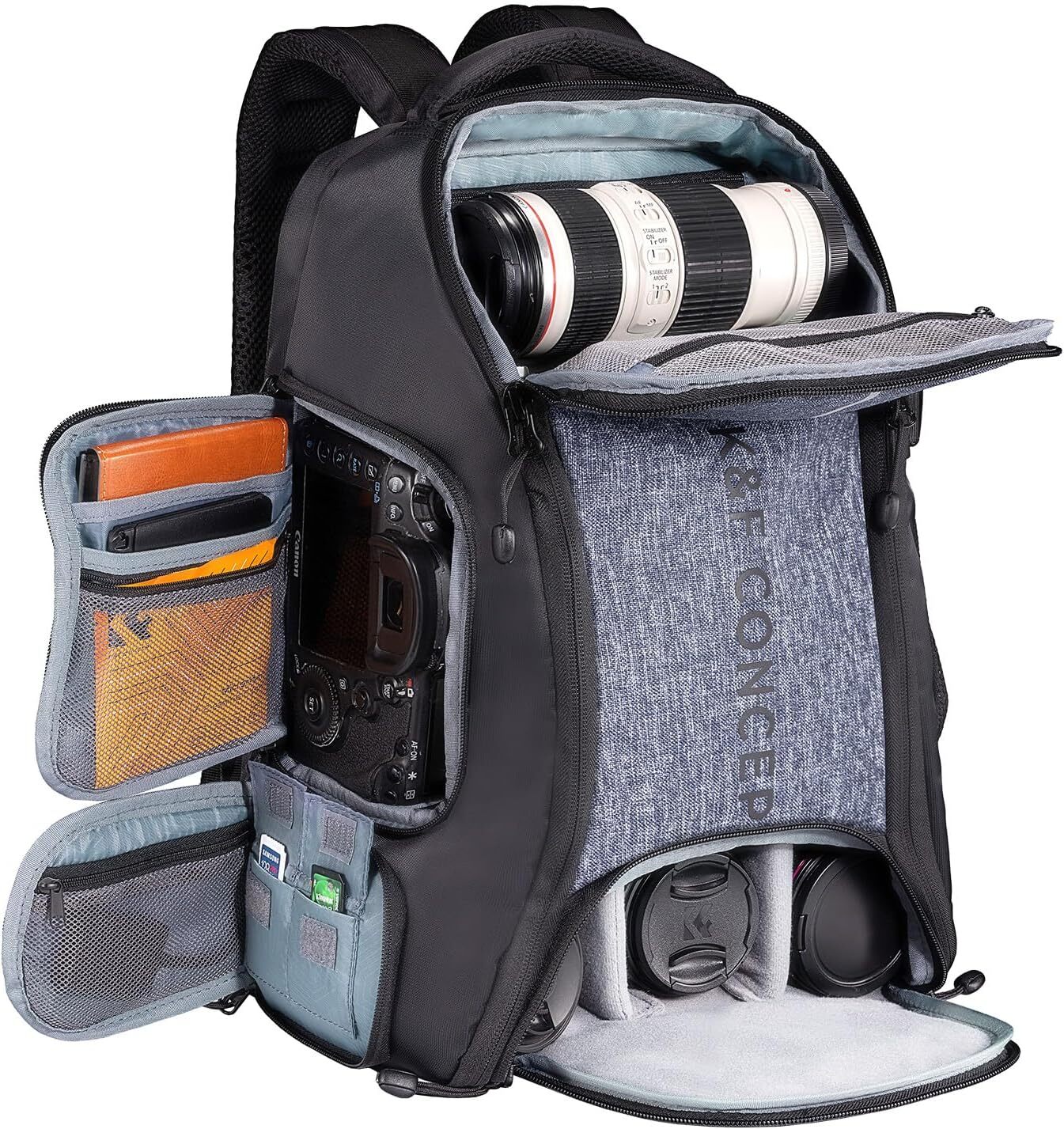 K&F Concept Camera Backpack 25L Large Capacity Camera Bag for Canon/Nikon/Sony