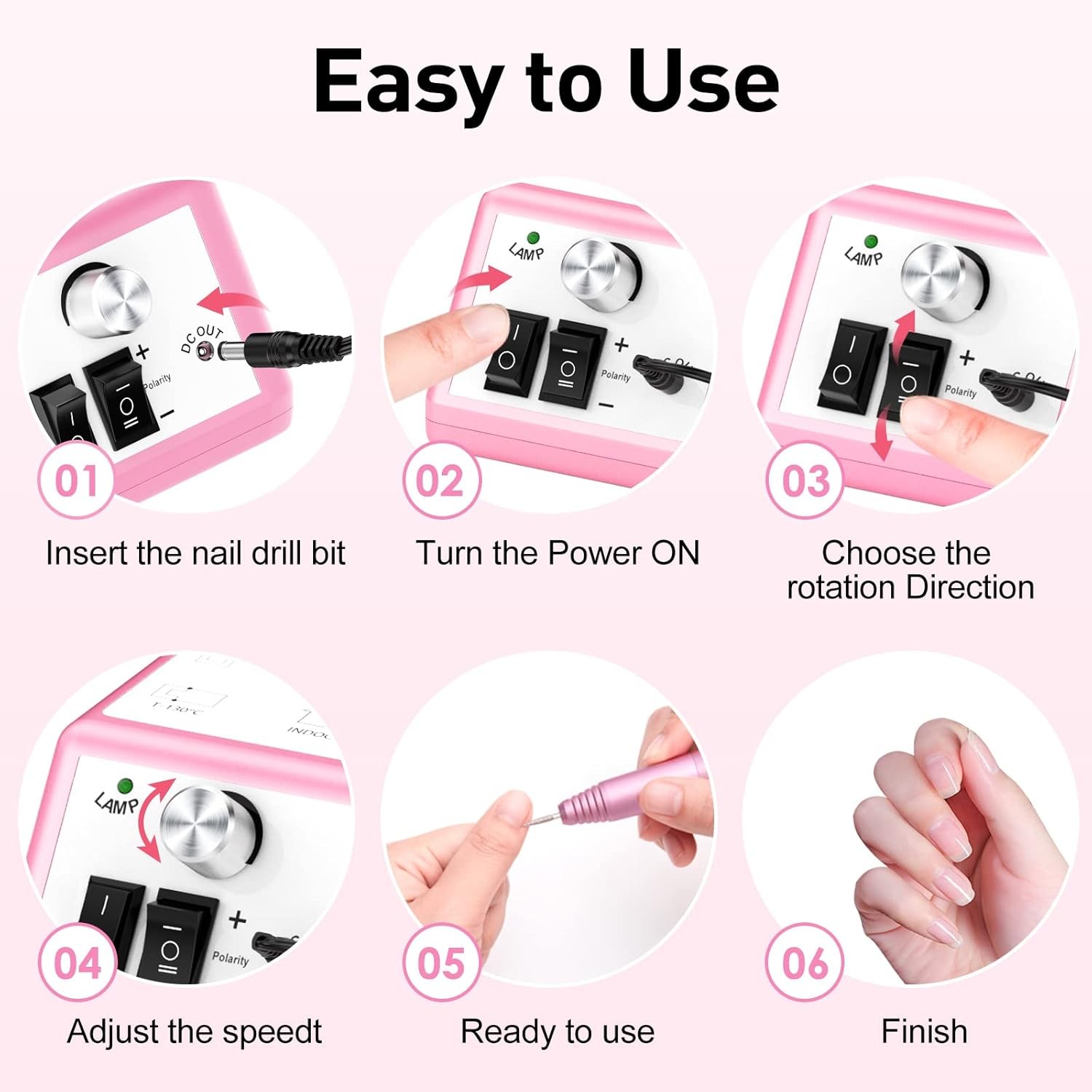 Professional Electric Nail File Drill 20K RPM with Bits & Bands