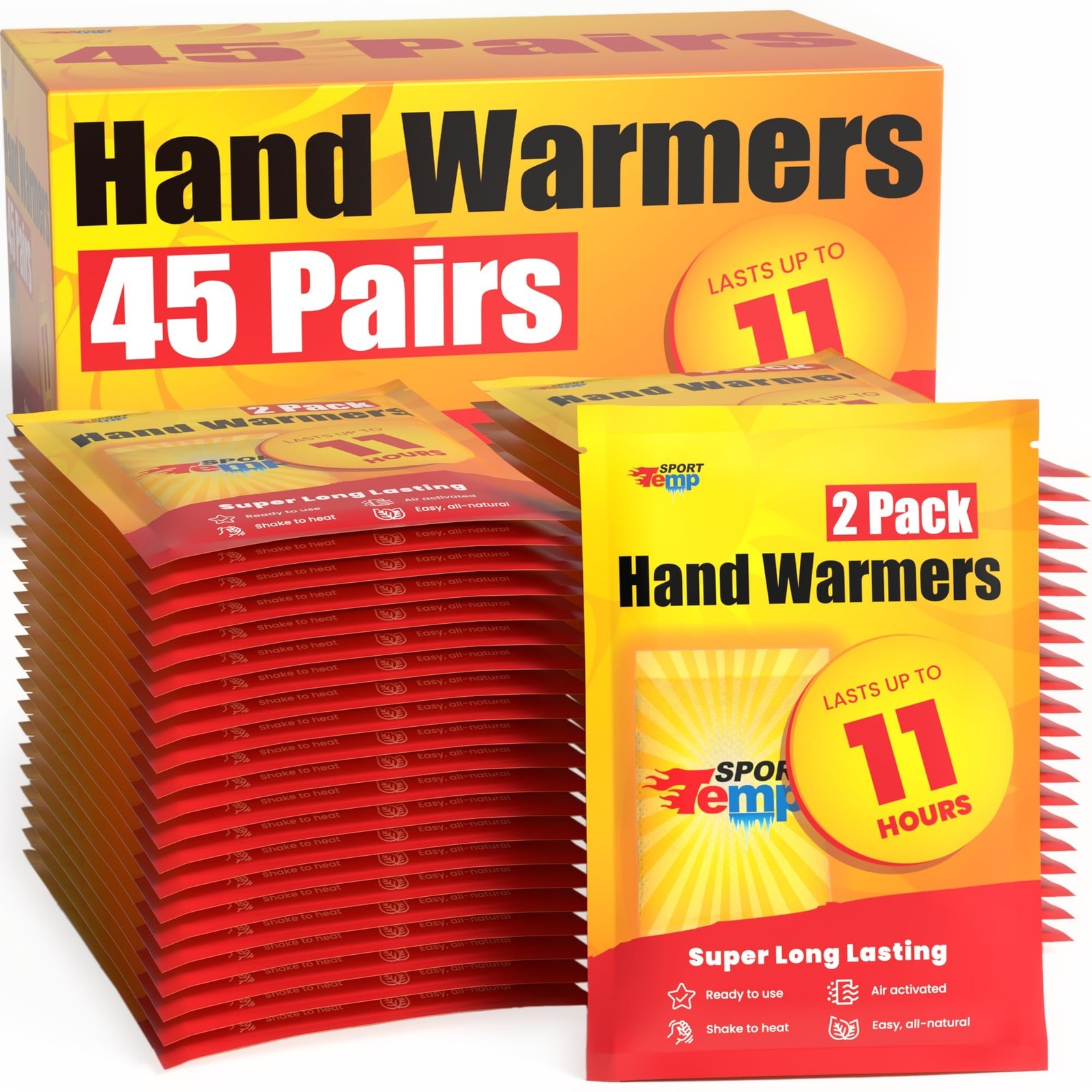Hand Warmers (45 Pairs) - Up to 11 Hours of Heat, Super Long Lasting - Easy, ...