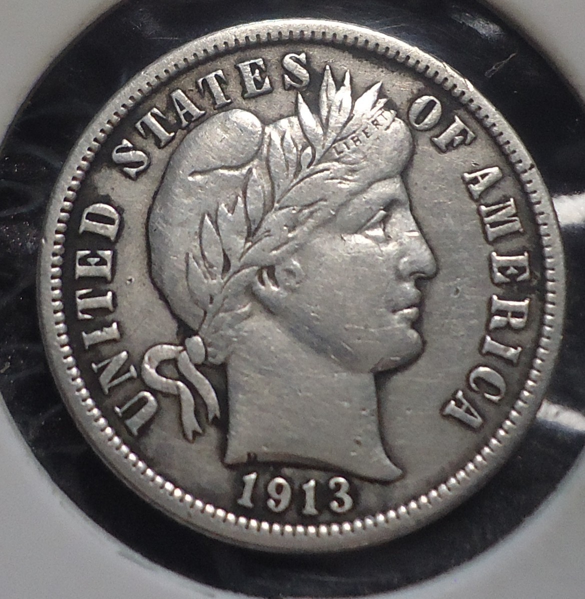 1913 Nearly Extremely Fine XF Barber silver 10C dime INV#C07 FREE SHIPPING!