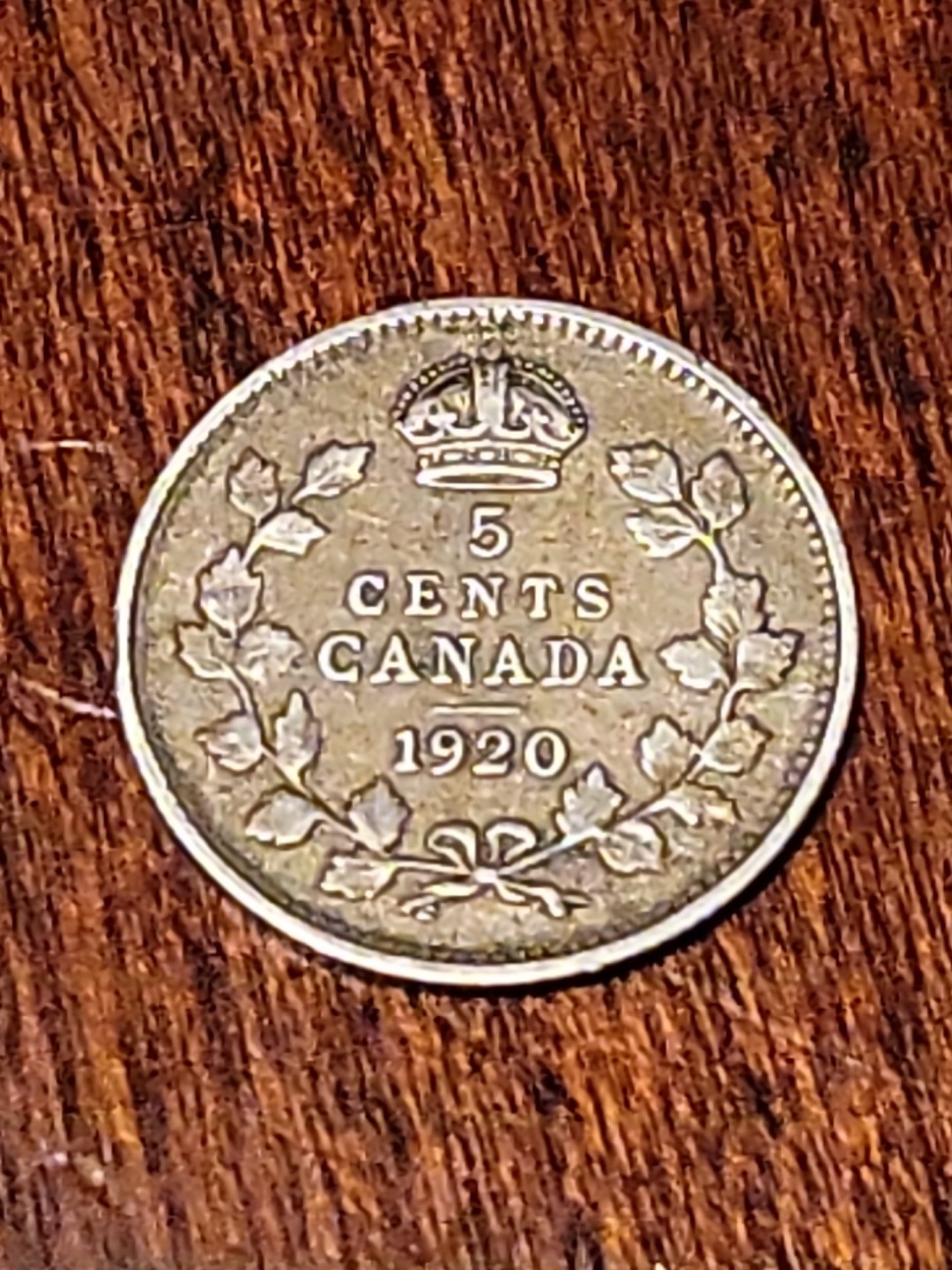 1920 Canada Silver Five Cents Fine Circulated 5c Canadian Coin George V