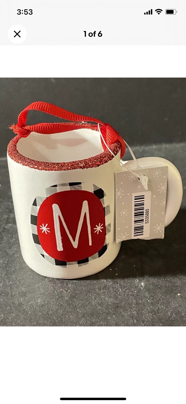 M Cup Christmas Ornament