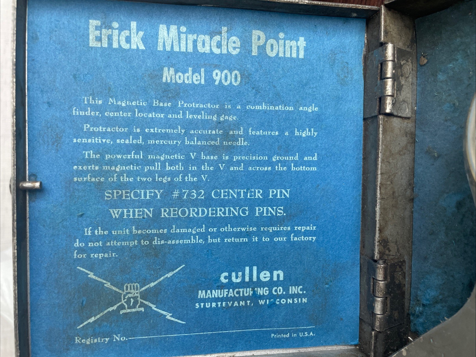 Erick Miracle Point Model 900 Magnetic Base Center Finder With Case