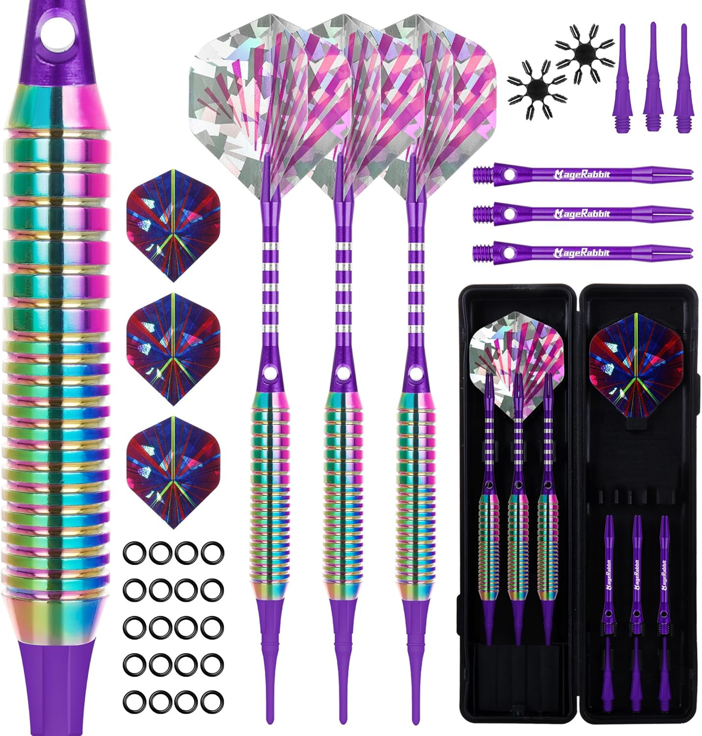 Darts Plastic Tip 3Pcs with Extra Accessories, Professional Soft Tip Dart for El