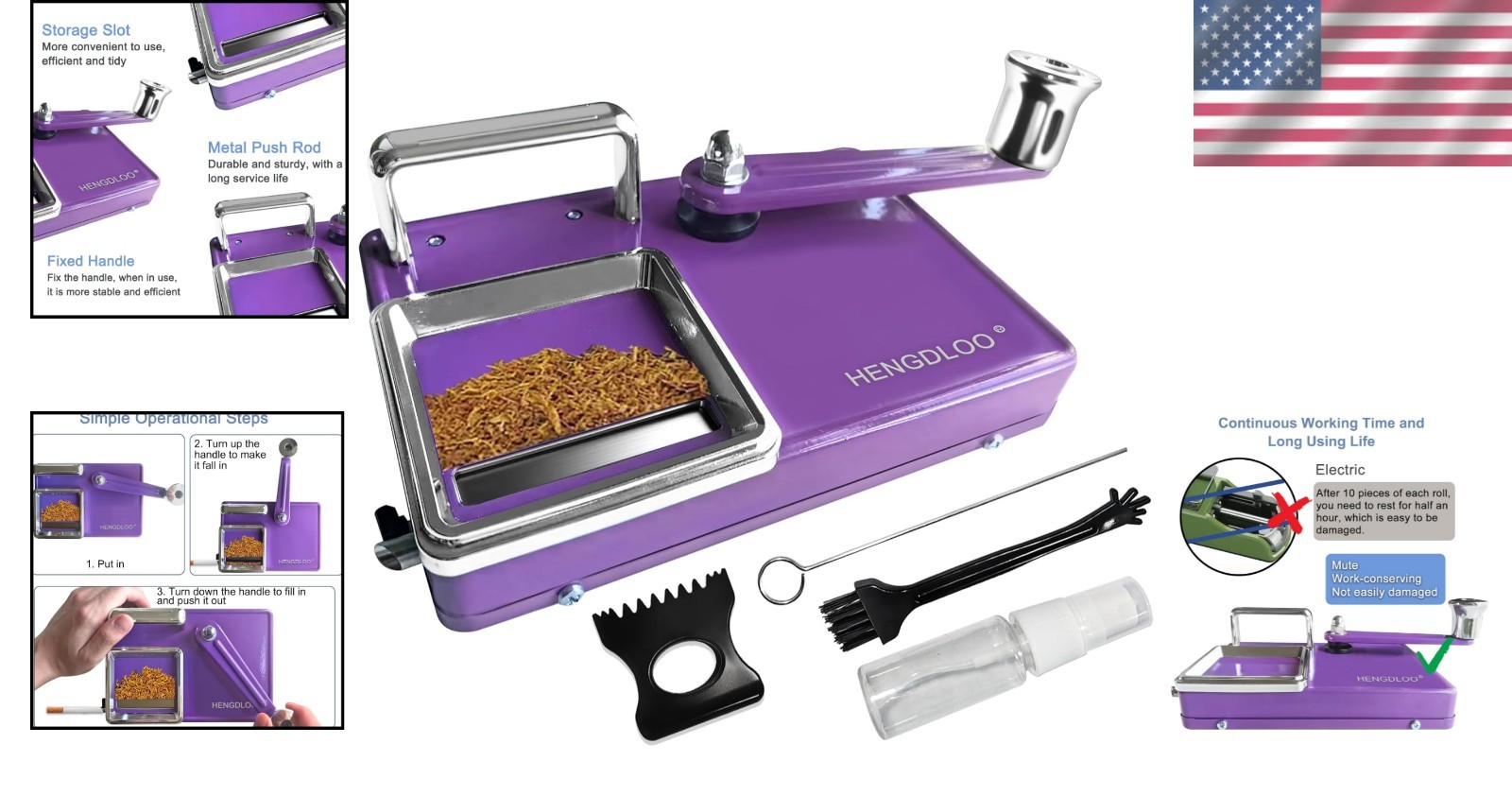 Compact Purple Cigarette Rolling Machine, Manual Design for Effortless Rolling